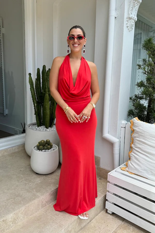 low neckline maxi dress Saint Plunge Maxi Dress
