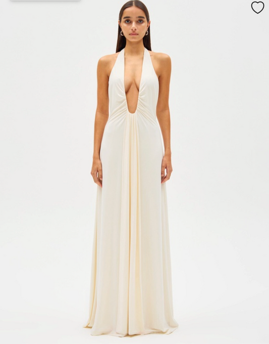 Jennifer Cupro Maxi Dress in Ivory