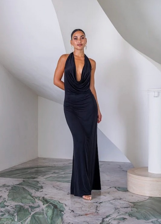 Saint Plunge Maxi Dress Black