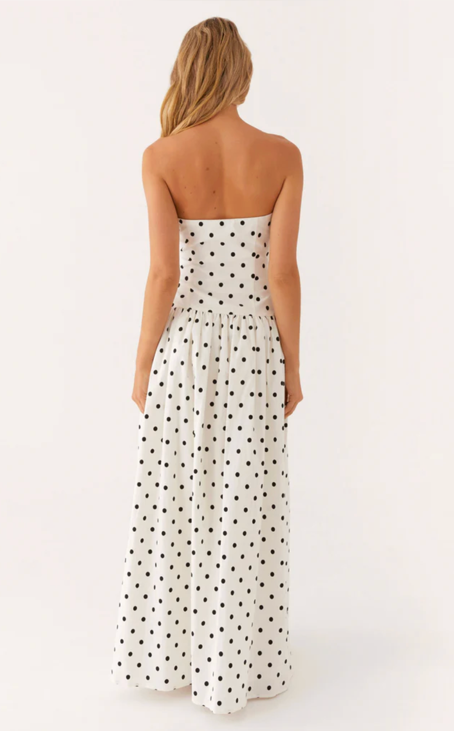 Andorra Maxi Dress - White Polkadot