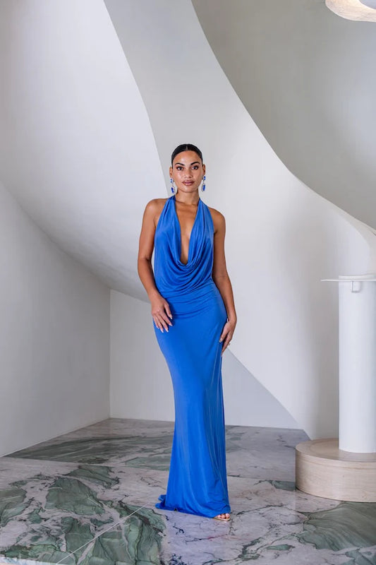Saint Plunge Maxi Dress blue