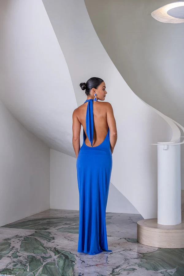 Saint Plunge Maxi Dress blue