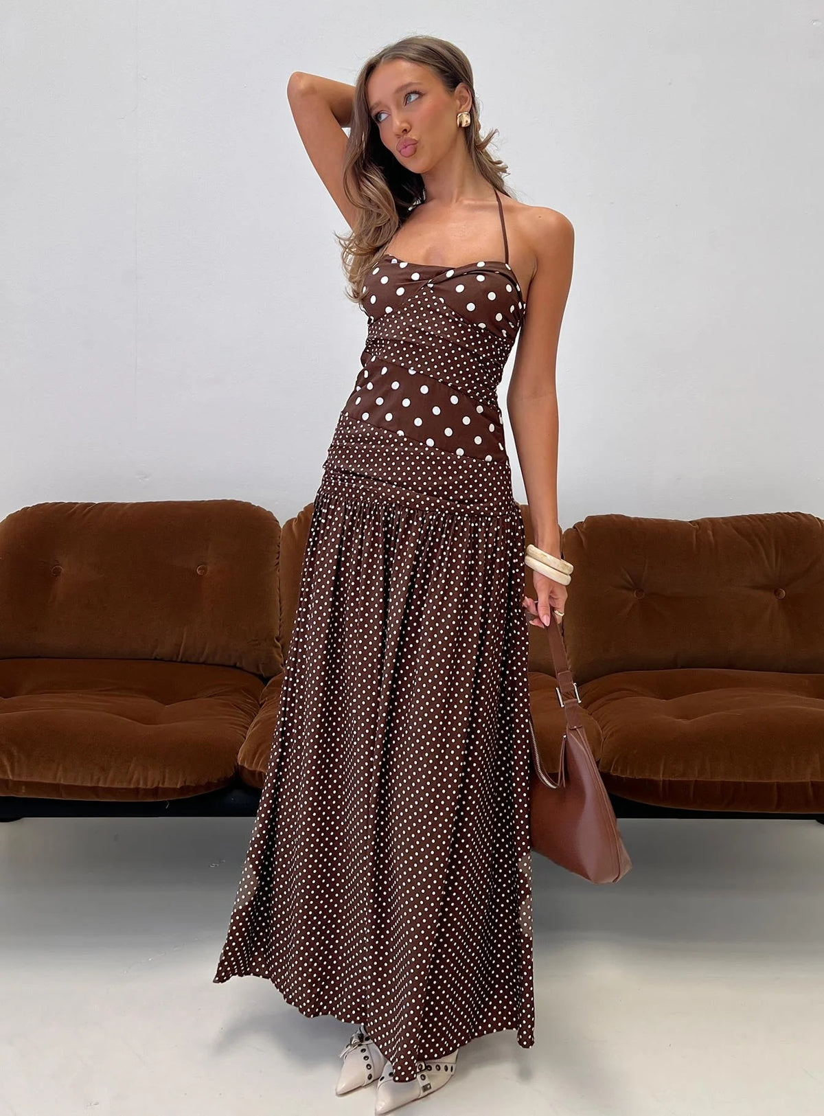 marguerite halter maxi dress – KC Attire Embellished Halter Midi Dress Flattering Fit Lacemade Size:Euro 36 / US 6