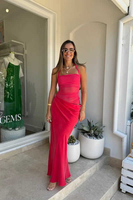 Benni Gina Halter Dress Watermelon