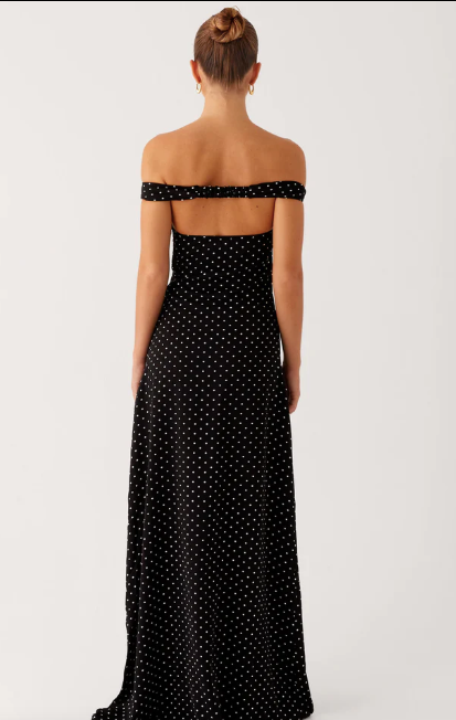 Melany Maxi Dress - Black Polka Dot