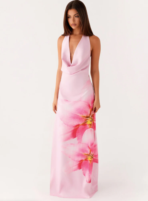 Bryony Cowl Maxi Dress - Pink