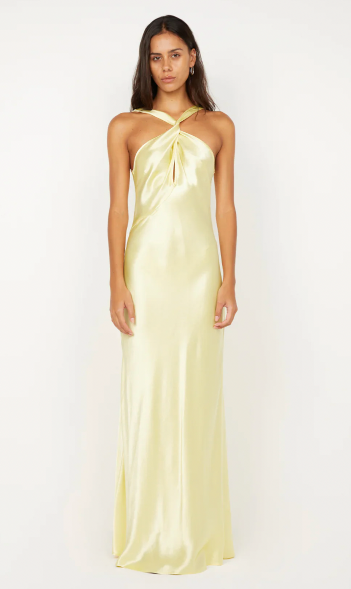 Elisia Twist Maxi Dress Ice Yellow
