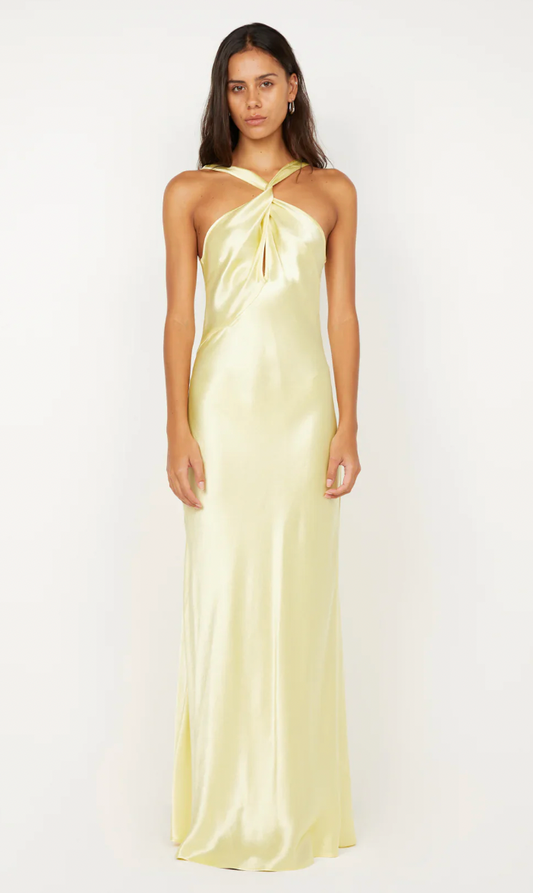 Elisia Twist Maxi Dress Ice Yellow